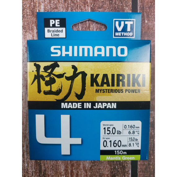 Шнур Shimano Kairiki 4 PE (Mantis Green) 150m 0.16mm 8.1kg, Діаметр: 0.16mm, Колір: салатовий, фото , изображение 5