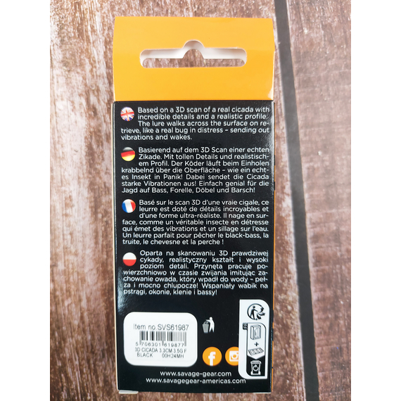 Воблер цикада Savage Gear 3D Cicada F 33mm 3.5g Black, Розмір/Вага: 33мм/3.5г, Колір воблера: Black, фото , изображение 5