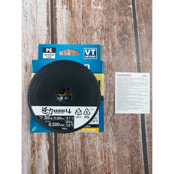 Шнур Shimano Kairiki 4 PE (Hi-Vis Orange) 150m 0.20mm 13.8kg, Діаметр: 0.20mm, Колір: помаранчевий, фото , изображение 6