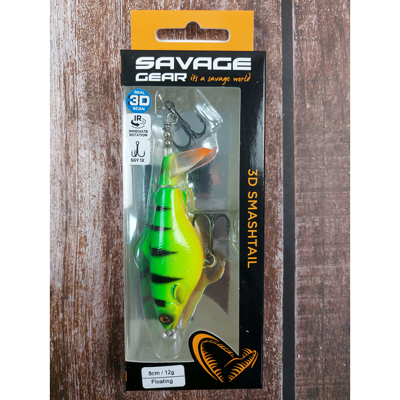 Воблер Savage Gear 3D Fat Smashtail F 80mm 12.0g Firetiger, Размер/Вес: 80мм/12г, Цвет воблера: Firetiger, фото , изображение 2