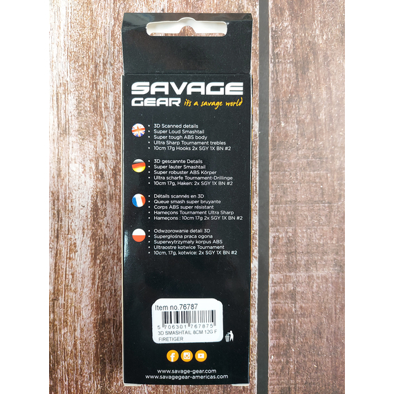 Воблер Savage Gear 3D Fat Smashtail F 80mm 12.0g Firetiger, Размер/Вес: 80мм/12г, Цвет воблера: Firetiger, фото , изображение 3