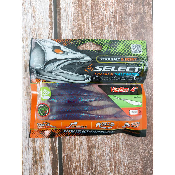 Силікон Select Victim V-Tail 4" #800 (5 шт / уп), Длина силикона: 4.0" (10.16 см), Расцветка силикона: 800, фото , изображение 3