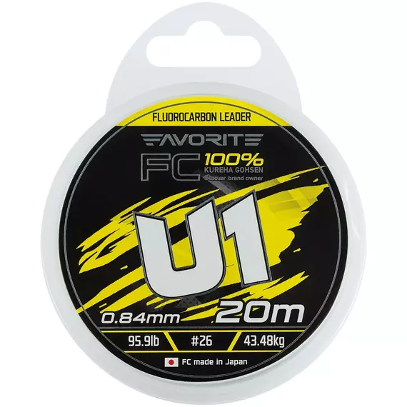 Флюорокарбон Favorite U1 FC 20m #26/0.84mm 95.9lb/43.48kg (Made in Japan), Діаметр: 0.84mm, Розмотування: 20m, фото , изображение 2
