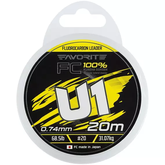 Флюорокарбон Favorite U1 FC 20m #20/0.74mm 68.5lb/31.07kg (Made in Japan), Діаметр: 0.74mm, Розмотування: 20m, фото , изображение 2
