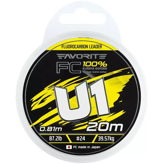 Флюорокарбон Favorite U1 FC 20m #24/0.81mm 87.2lb/39.57kg (Made in Japan), Діаметр: 0.81mm, Розмотування: 20m, фото , изображение 2