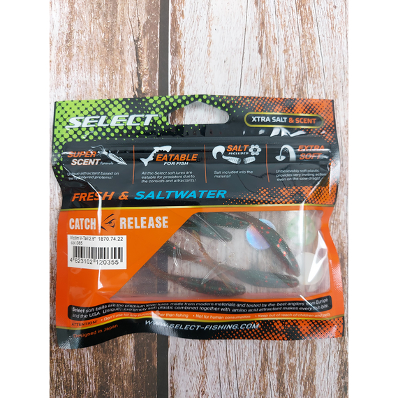 Силікон Select Victim V-Tail 2.5" #085 (7 шт / уп), Довжина силікону: 2.5" (6.1 см), Колір силікону: 085, фото , изображение 4