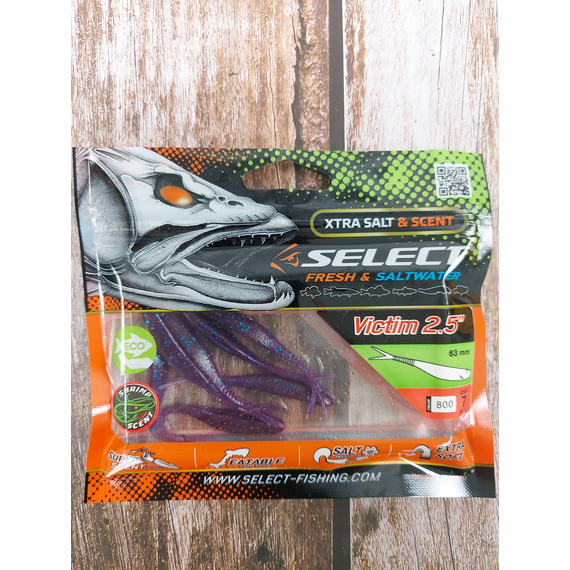 Силикон Select Victim V-Tail 2.5" #800 (7 шт/уп), Длина силикона: 2.5" (6.1 см), Расцветка силикона: 800, фото , изображение 3