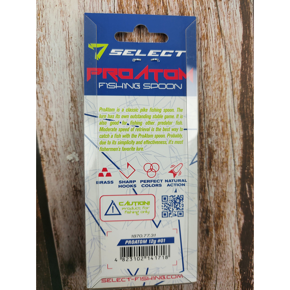 Блешня Select ProAtom 12.0g 59mm #01, Вага блешні: 12г, Колір блешні: 01, фото , изображение 4