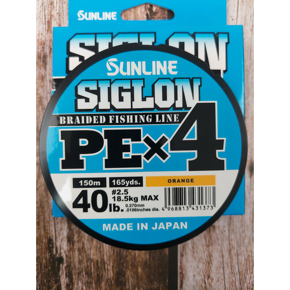 Шнур Sunline Siglon PE х4 150m (помаранч.) #2.5/0.270mm 40lb/18.5kg, Діаметр: #2.5/0.270mm, Розмотування: 150m, Колір: оранжевый, фото , изображение 4