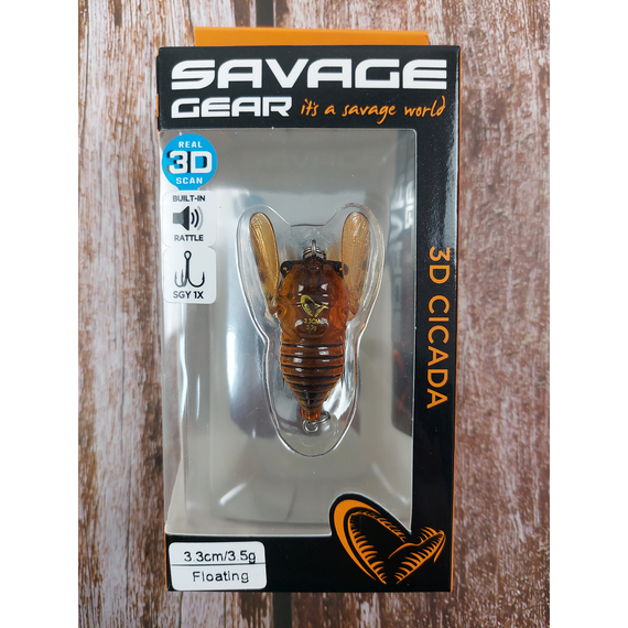 Воблер цикада Savage Gear 3D Cicada F 33mm 3.5g Brown, Розмір/Вага: 33мм/3.5г, Колір воблера: Brown, фото , изображение 4