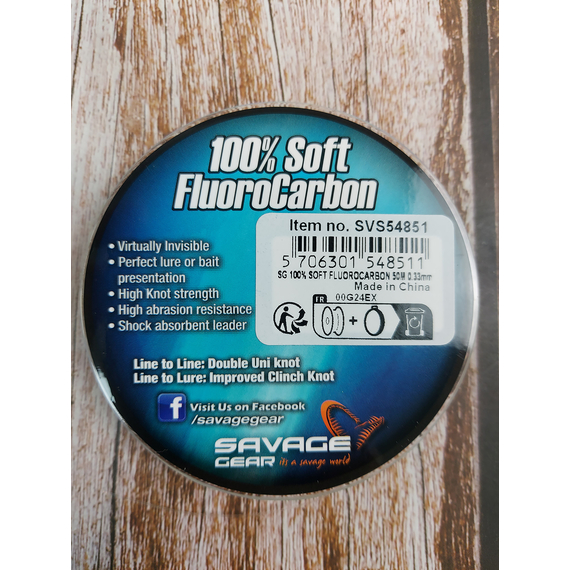 Флюорокарбон Savage Gear Soft Fluorocarbon 50m 0.33mm 7.0kg Clear, фото , изображение 4