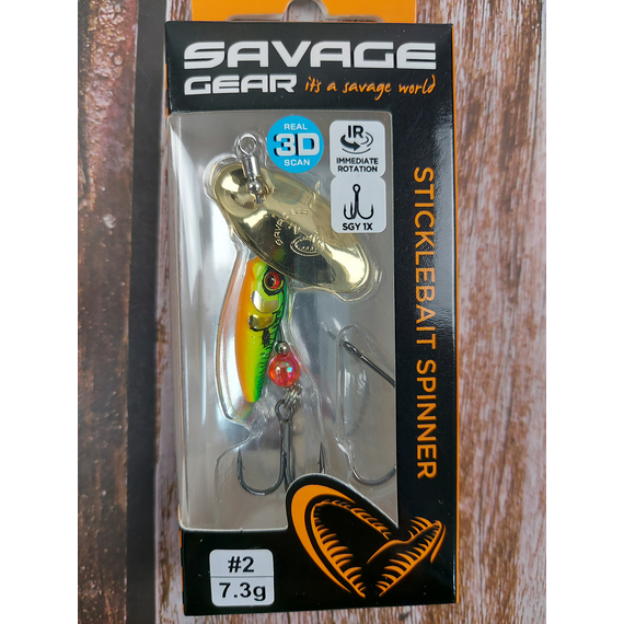 Блешня Savage Gear Sticklebait Spinner #2 7.3g Firetiger Gold, Вага блешні: 7.3g, Колір блешні: Firetiger Gold, фото , изображение 2