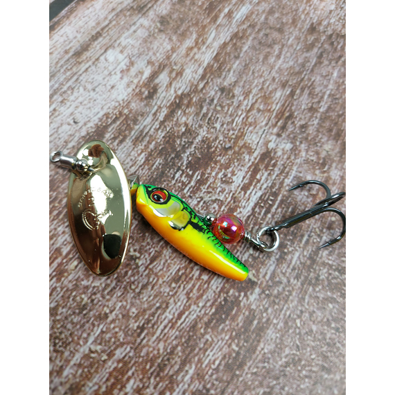 Блешня Savage Gear Sticklebait Spinner #2 7.3g Firetiger Gold, Вага блешні: 7.3g, Колір блешні: Firetiger Gold, фото , изображение 7