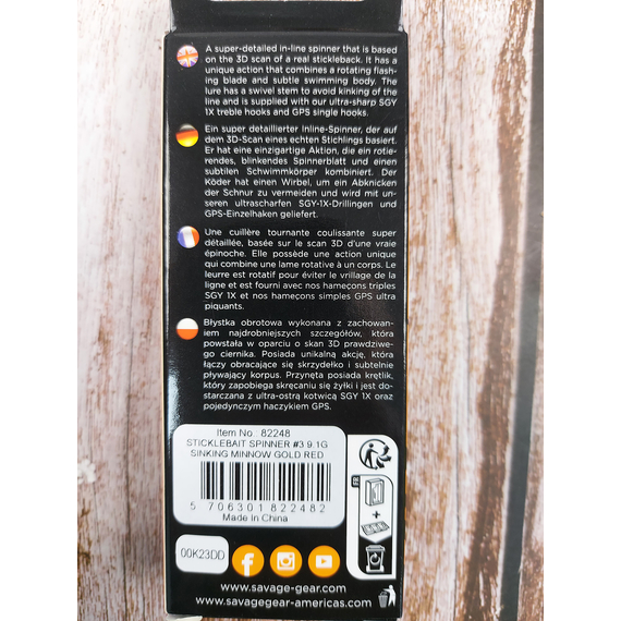 Блешня Savage Gear Sticklebait Spinner #3 9.1g Minnow Gold Red, Вага блешні: 9.1g, Колір блешні: Minnow Gold Red, фото , изображение 3