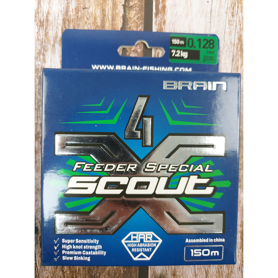 Шнур Brain Scout 4X 150m (глубокый белый) 0.128mm 7.2kg, Диаметр: 0.128mm, Выберите цвет: deep green, фото , изображение 5