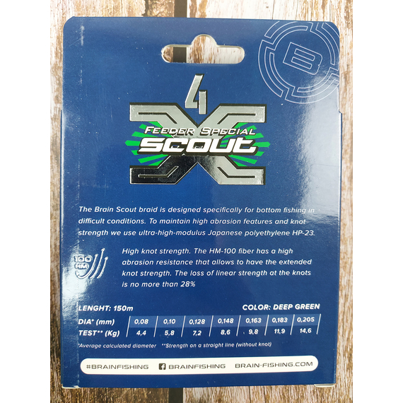 Шнур Brain Scout 4X 150m (глубокый белый) 0.128mm 7.2kg, Диаметр: 0.128mm, Выберите цвет: deep green, фото , изображение 7