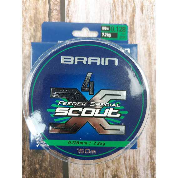 Шнур Brain Scout 4X 150m (глубокый белый) 0.128mm 7.2kg, Диаметр: 0.128mm, Выберите цвет: deep green, фото , изображение 8