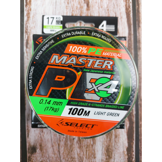 Шнур Select Master PE 100m (салат.) 0.14mm 17kg, Диаметр: 0.14mm, Размотка: 100m, Выберите цвет: салатовый, фото , изображение 9
