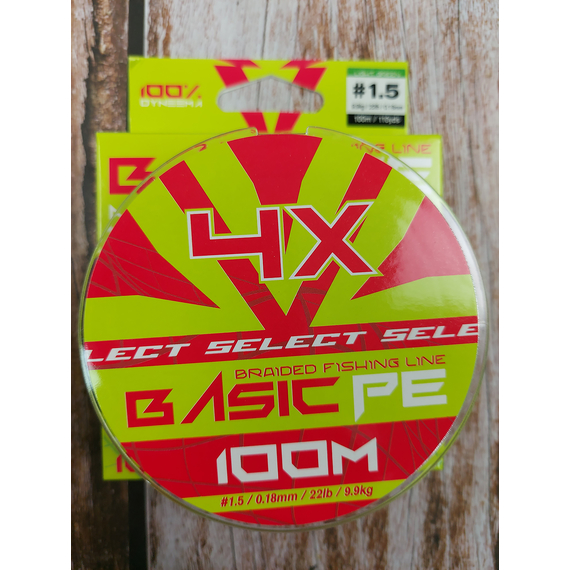 Шнур риболовний Select Basic PE 100m, 0.18mm, 22Lb/9.9kg, колір: салатовий, Діаметр: 0.18mm, Розмотування: 100m, Колір: салатовий, фото , изображение 3