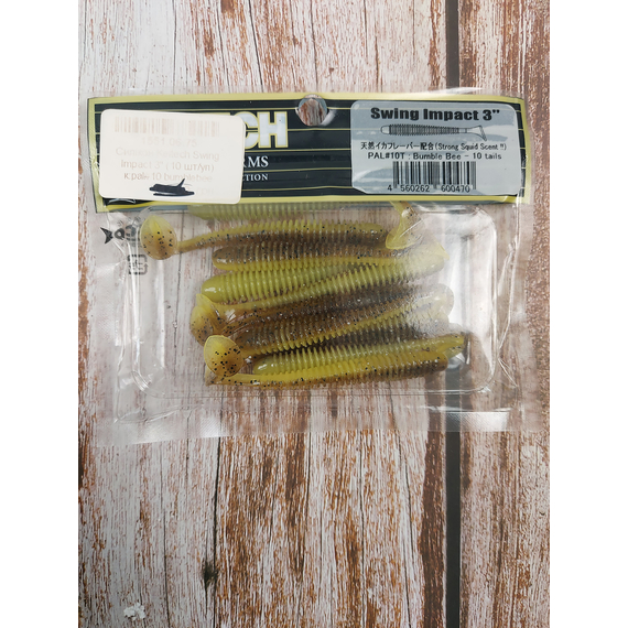 Силікон Keitech Swing Impact 3" (10 шт/упак), колір:pal#10 bumblebee, Довжина силікону: 3" (7.6 см), Колір силікону: PAL#10 Bumblebee, фото , изображение 3