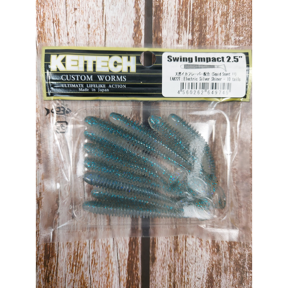 Силикон Keitech Swing Impact 2.5" (10 шт/уп), цвет: ea#22 electric silver shi, Длина силикона: 2.5" (6.3 см), Расцветка силикона: EA#22 Electric Silver Shi, фото , изображение 2