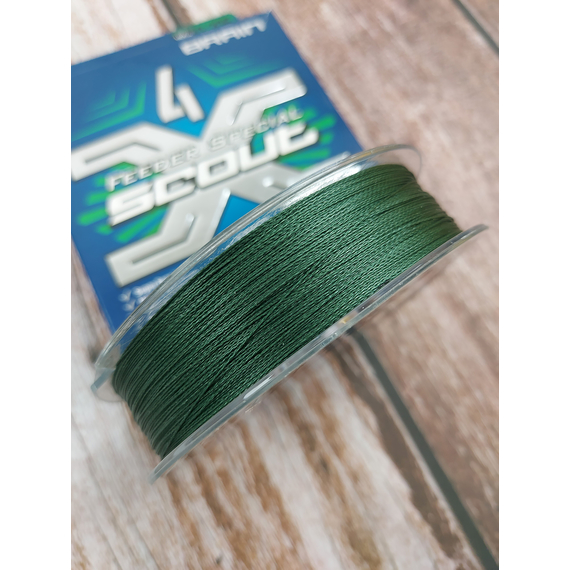 Шнур Brain Scout 4X 150 m (deep green) 0.205мм 14,6kg, Диаметр: 0.205mm, Выберите цвет: deep green, фото , изображение 9