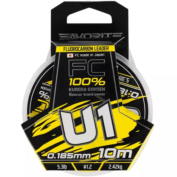 Флюорокарбон Favorite U1 FC 10m #1.2/0.185mm 5.3lb/2.42kg (Made in Japan), Діаметр: 0.18mm, Розмотування: 10m, фото , изображение 2