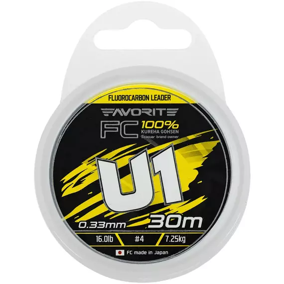 Флюорокарбон Favorite U1 FC 30m #4.0/0.33mm 16.0lb/7.25kg, Диаметр: 0.33mm, Размотка: 30m, фото , изображение 2