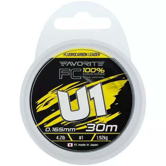 Флюорокарбон Favorite U1 FC 30m #1.0/0.165mm 4.2lb/1.92kg (Made in Japan), Діаметр: 0.16mm, Розмотування: 30m, фото , изображение 2