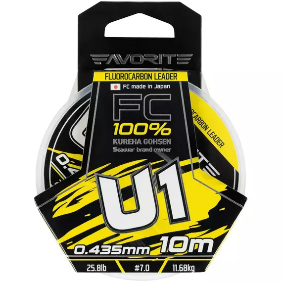 Флюорокарбон Favorite U1 FC 10m #7.0/0.435mm 25.8lb/11.68kg (Made in Japan), Діаметр: 0.43mm, Розмотування: 10m, фото , изображение 2
