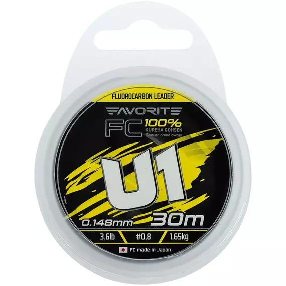 Флюорокарбон Favorite U1 FC 30m #0.8/0.148mm 3.6lb/1.65kg (Made in Japan), Діаметр: 0.14mm, Розмотування: 30m, фото , изображение 2