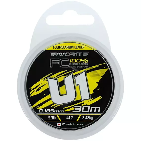 Флюорокарбон Favorite U1 FC 30m #1.2/0.185mm 5.3lb/2.42kg, Диаметр: 0.18mm, Размотка: 30m, фото , изображение 2