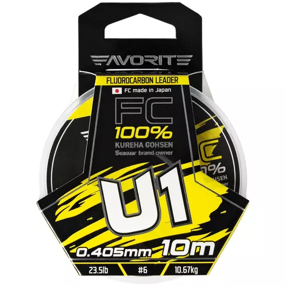 Флюорокарбон Favorite U1 FC 10m #6.0/0.405mm 23.5lb/10.67kg (Made in Japan), Діаметр: 0.40mm, Розмотування: 10m, фото , изображение 2
