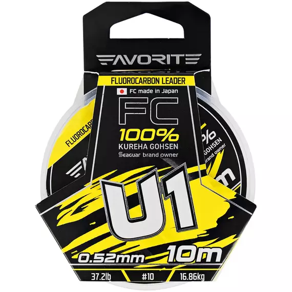 Флюорокарбон Favorite U1 FC 10m #10/0.52mm 37.2lb/16.86kg (Made in Japan), Діаметр: 0.52mm, Розмотування: 10m, фото , изображение 2