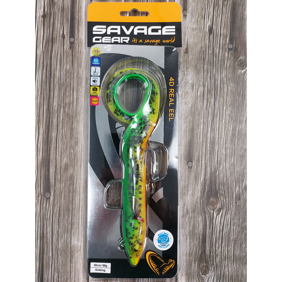 Силикон Savage Gear 4D Real Eel 300mm 80.0g Firetiger (поштучно), Длина силикона: 300mm, Расцветка силикона: Firetiger, фото , изображение 2