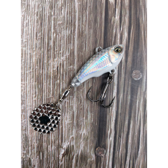 Тейл-спинер Savage Gear Fat Tail Spin 55mm 9.0g White Silver, фото , изображение 4