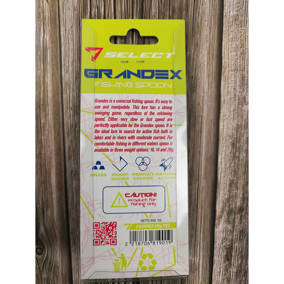 Блешня Select Grandex 20.0g 63mm #03, Вага блешні: 20г, Колір блешні: 03, фото , изображение 4