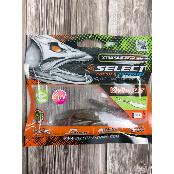 Силікон Select Victim V-Tail 2.5" #888 (7 шт / уп), Довжина силікону: 2.5" (6.1 см), Колір силікону: 888, фото , изображение 3