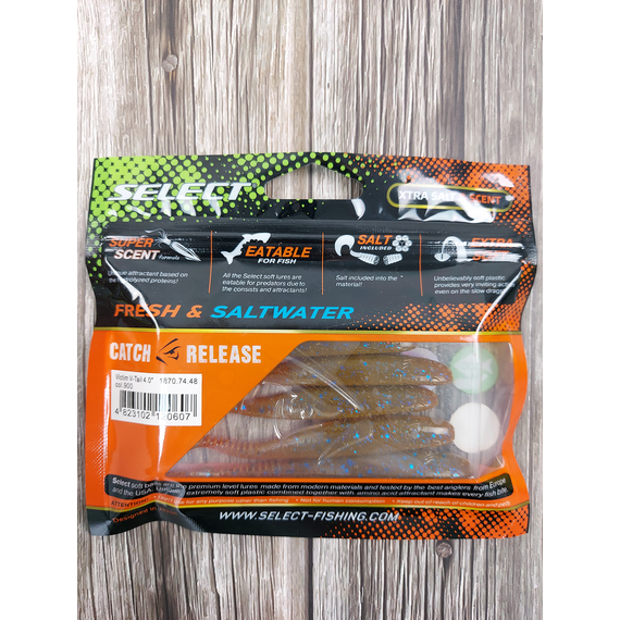 Силікон Select Victim V-Tail 4" #900 (5 шт / уп), Довжина силікону: 4.0" (10.16 см), Колір силікону: 900, фото , изображение 4