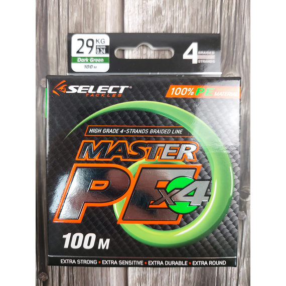 Шнур Select Master PE 100m 0.24мм 29кг темн.-зел., Діаметр: 0.24mm, Розмотування: 100m, Колір: темно-зеленый, фото , изображение 6