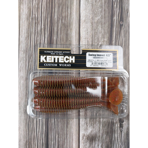 Силікон Keitech Swing Impact 4.5" (6 шт/упак), колір:pal#07 motoroil red flake, Довжина силікону: 4.5" (11.4 см), Колір силікону: pal#07 motoroil red flake, фото , изображение 3