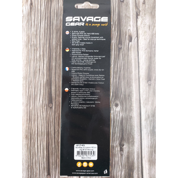 Воблер Savage Gear 4Play V2 Liplure SF 165mm 32g 01-Herring, Розмір/Вага: 165мм/32г, Колір воблера: Herring, фото , изображение 3