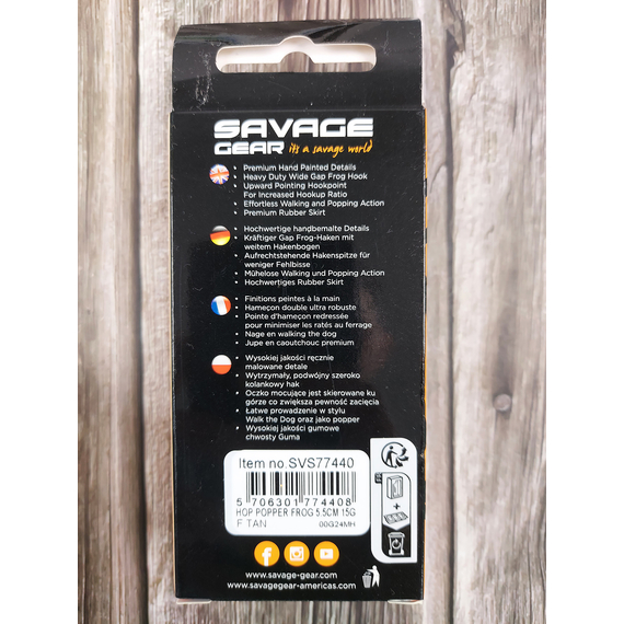 Воблер Savage Gear Hop Popper Frog F 55mm 15.0g Tan, Розмір/Вага: 55мм/15г, Колір воблера: Tanago, фото , изображение 4