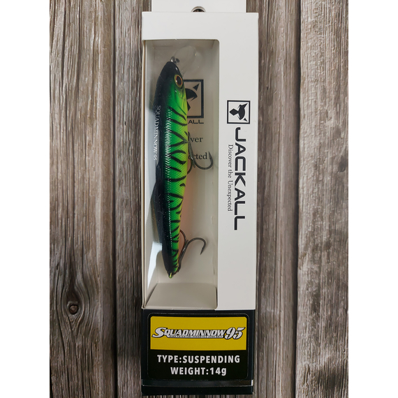 Воблер Jackall Squad Minnow 95SP 95mm 14.0g Hot Tiger, Размер/Вес: 95мм/14г, Цвет воблера: Hot Tiger, фото , изображение 2