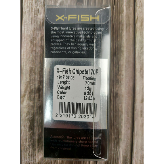 Воблер X-Fish Chipotel 70F 70mm 12g #301 (1.2-2.0m), Розмір/Вага: 70mm/12g, Колір воблера: 301, фото , изображение 4