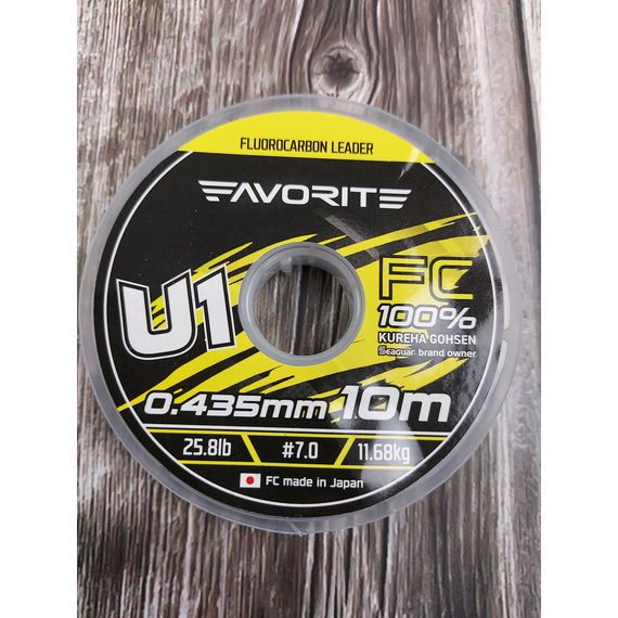 Флюорокарбон Favorite U1 FC 10m #7.0/0.435mm 25.8lb/11.68kg (Made in Japan), Діаметр: 0.43mm, Розмотування: 10m, фото , изображение 6