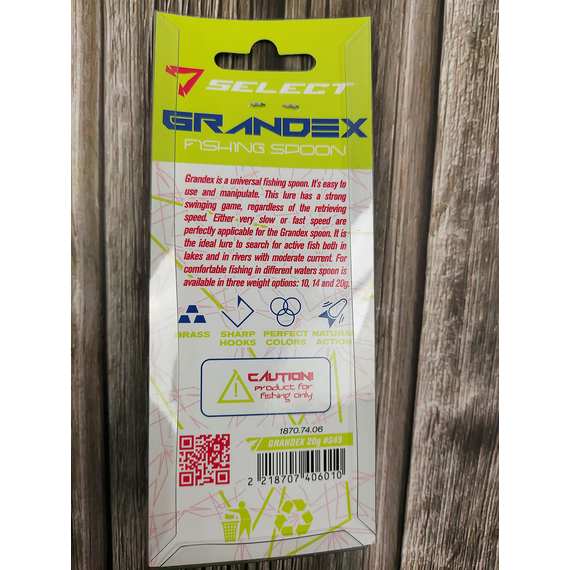 Блешня Select Grandex 20.0g 63mm S49, Вага блешні: 20г, Колір блешні: S49, фото , изображение 4