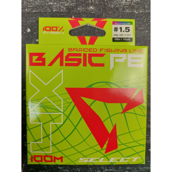 Шнур риболовний Select Basic PE 100m, 0.18mm, 22Lb/9.9kg, колір: різнобарвний, Діаметр: 0.18mm, Розмотування: 100m, Колір: мультиколор, фото , изображение 2