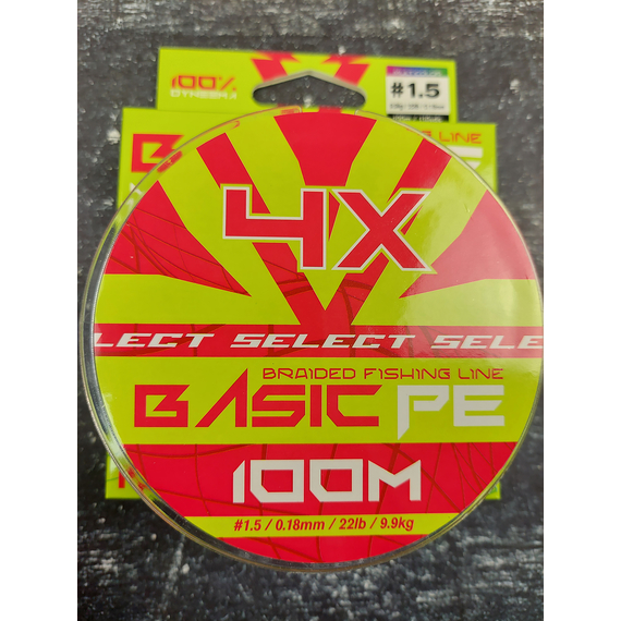 Шнур риболовний Select Basic PE 100m, 0.18mm, 22Lb/9.9kg, колір: різнобарвний, Діаметр: 0.18mm, Розмотування: 100m, Колір: мультиколор, фото , изображение 3