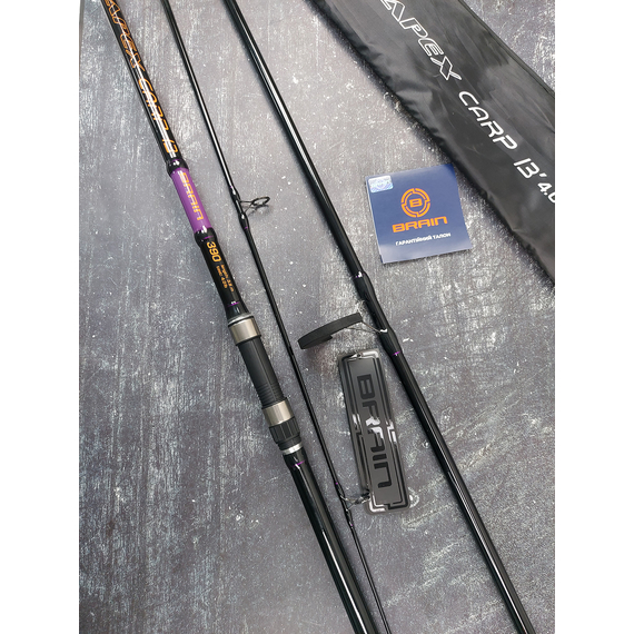 Коропове вудилище Brain Apex 3.90м / 4.0 lbs (180g) / 3 секції — для потужних закидів (перше кільце 50мм), Модель: 3.9m 4.0lbs, фото , изображение 16
